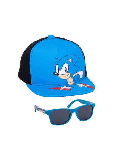 Sonic The Hedgehog Kids Black/Blue Sunglasses Baseball Cap Set