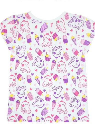 Peppa Pig Girls White All-Over Print T-Shirt (1-6yrs)