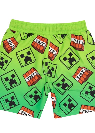 Minecraft Boys Green Creeper Swim Shorts (7-14yrs)