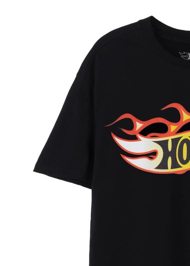 Hot Wheels Black Flames Logo T-Shirt