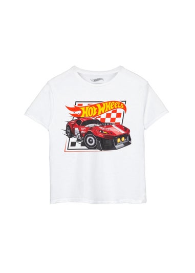 Hot Wheels Boys White Checkerboard T-Shirt (3-12yrs)