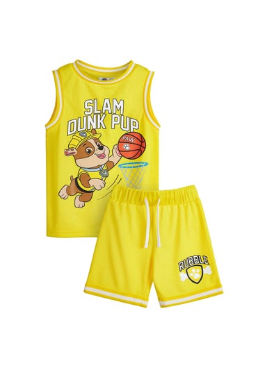 Paw Patrol Boys Yellow Rubble Basketball Top & Shorts Set (2-7yrs)