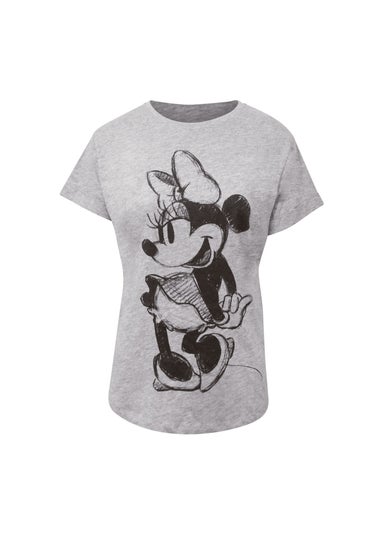 Disney Grey Minnie Mouse Sketch Cotton T-Shirt