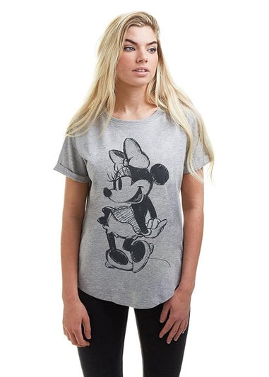 Disney Grey Minnie Mouse Sketch Cotton T-Shirt