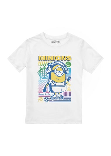 Minions Boys White Party Poster T-Shirt (3-8yrs)