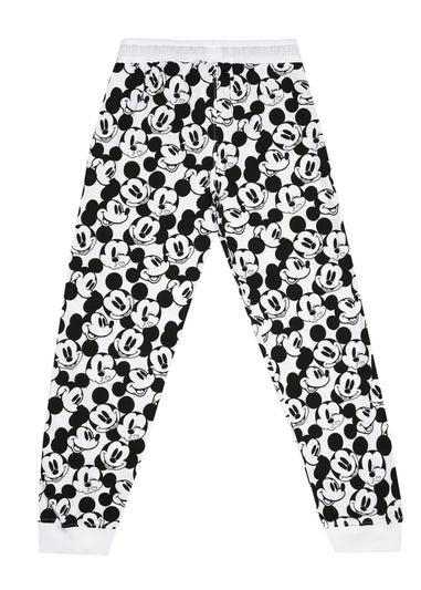 Disney White/Black Snooze Mickey Mouse Long Pyjama Set