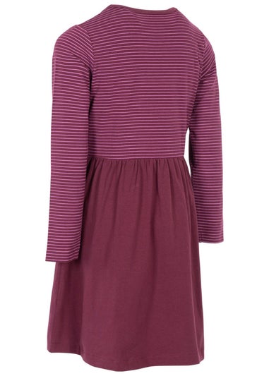 Trespass Girls Purple Forgotten Stripe Jersey Casual Dress (2-12yrs)