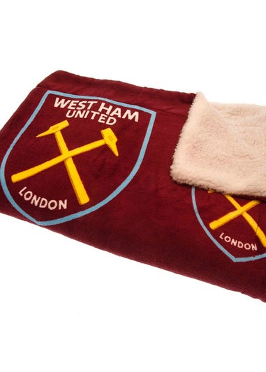 West Ham United FC Red/Blue Sherpa Fleece Crest Blanket