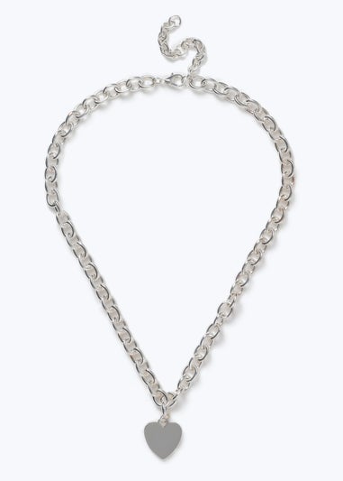 Muse Silver Heart Chunky Chain Necklace