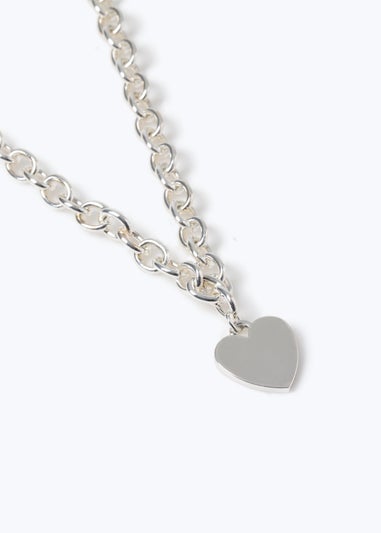 Muse Silver Heart Chunky Chain Necklace