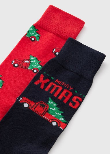 2 Pack Black & Red Christmas Car Socks