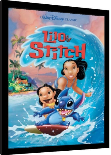 Disney Stitch Wave Surf Framed Poster (45cm x 35cm)