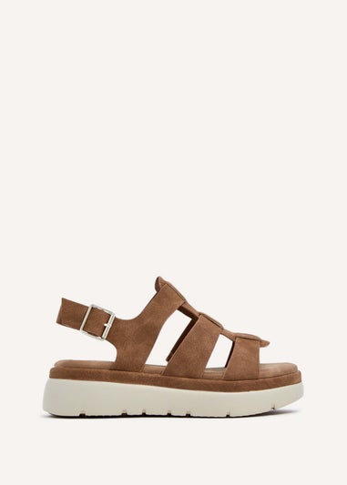 Linzi Boston Tan Faux Nubuck Fisherman Flatform Sandals