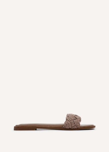 Linzi Olive Mocha Plaited Padded Slider Sandal