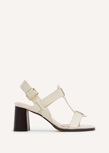 Linzi Cristina Beige Faux Leather Block Heeled Sandal