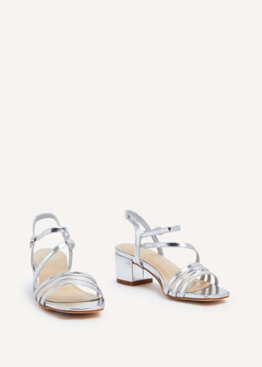 Linzi Afia Silver Faux Leather Strappy Heeled Sandal