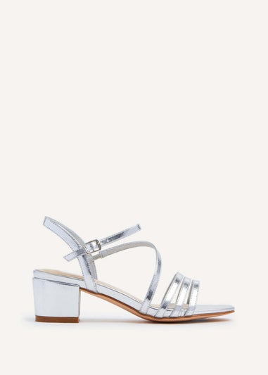 Linzi Afia Silver Faux Leather Strappy Heeled Sandal