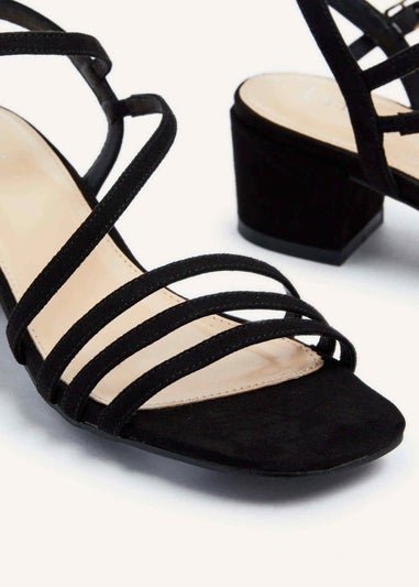 Linzi Afia Black Faux Suede Strappy Heeled Sandal