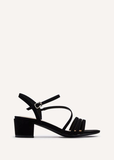 Linzi Afia Black Faux Suede Strappy Heeled Sandal