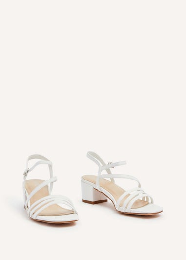 Linzi Afia White Faux Leather Strappy Heeled Sandal