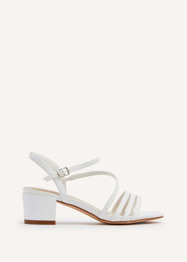 Linzi Afia White Faux Leather Strappy Heeled Sandal