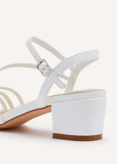 Linzi Afia White Faux Leather Strappy Heeled Sandal