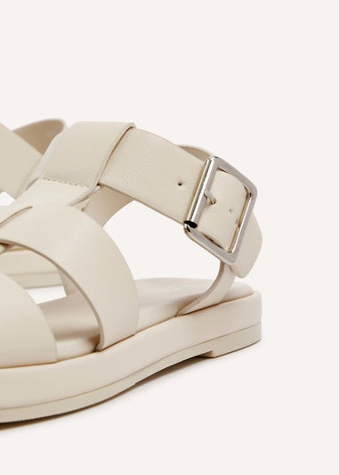 Linzi Camden Ivory Faux Leather Gladiator Style Sandal