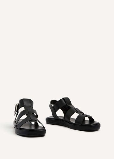 Linzi Camden Black Faux Suede Gladiator Style Sandal