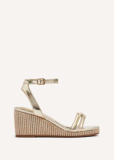 Linzi Chelsea Gold Faux Leather Rope Wedge