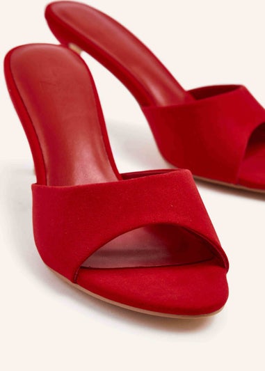 Linzi Tassie Red Faux Suede Classic Rounded Mule