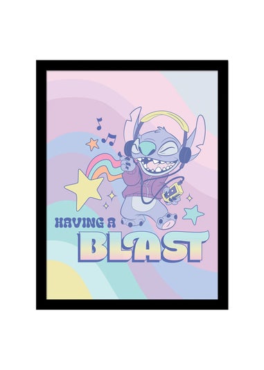 Disney Stitch Purple Having A Blast Framed Poster (45cm x 35cm)