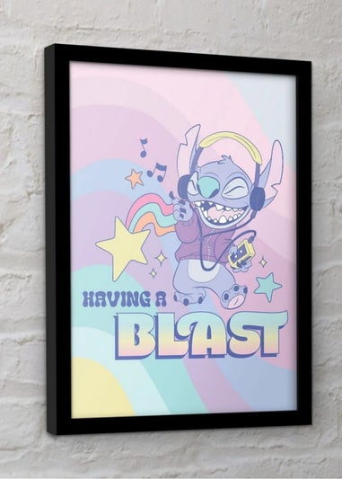 Disney Stitch Purple Having A Blast Framed Poster (45cm x 35cm)