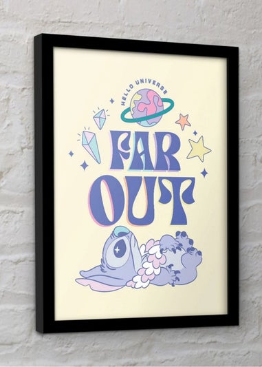 Disney Stitch Blue Far Out Framed Poster (45cm x 35cm)