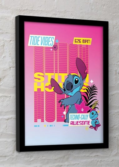 Disney Stitch Pink Techno 2 Framed Poster (45cm x 35cm)