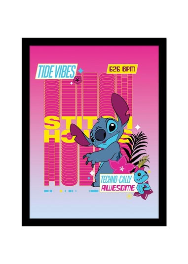 Disney Stitch Pink Techno 2 Framed Poster (45cm x 35cm)