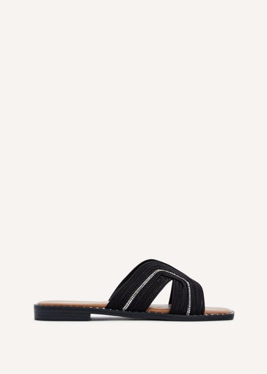 Linzi Amour Black Link Diamante Strap Sandal