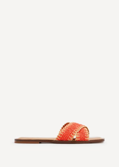 Linzi Tropez Orange Crossover Woven Flat Sandal