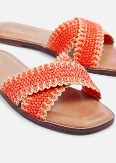 Linzi Tropez Orange Crossover Woven Flat Sandal