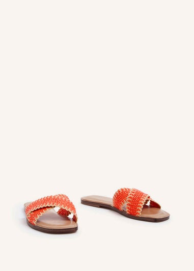 Linzi Tropez Orange Crossover Woven Flat Sandal