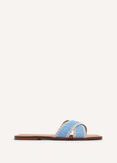 Linzi Tropez Blue Crossover Woven Flat Sandal