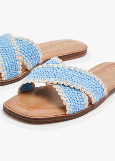 Linzi Tropez Blue Crossover Woven Flat Sandal