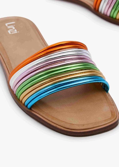 Linzi Utopia Multi Coloured Flat Sandal