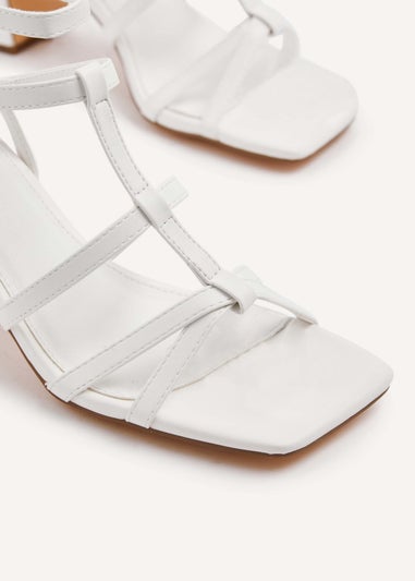 Linzi Velma White Faux Leather Gladiator Style Block Heel Sandal