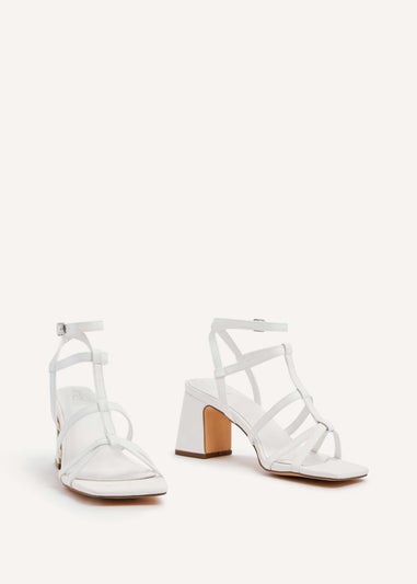 Linzi Velma White Faux Leather Gladiator Style Block Heel Sandal