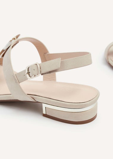 Linzi Ainsley Nude Suede Flat T-Bar Sandal