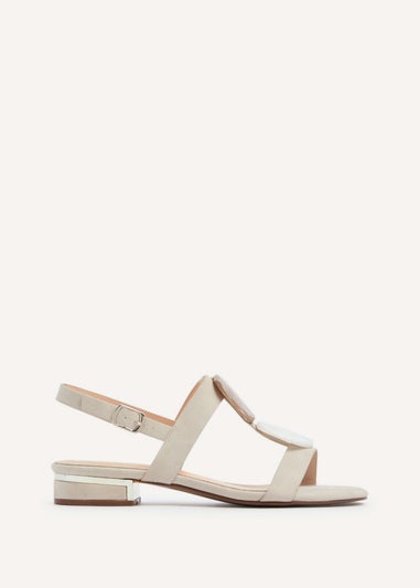 Linzi Ainsley Nude Suede Flat T-Bar Sandal