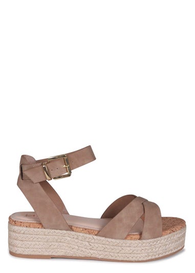 Linzi Sultry Taupe Faux Nubuck Cork Flatform Sandal