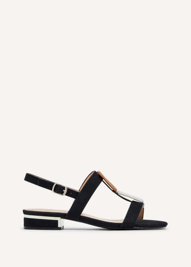 Linzi Ainsley Black Suede Flat T-Bar Sandal