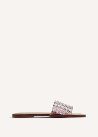 Linzi Tranquil Multi Coloured Aztec Weaved Flat Sandal