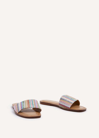 Linzi Tranquil Multi Coloured Aztec Weaved Flat Sandal